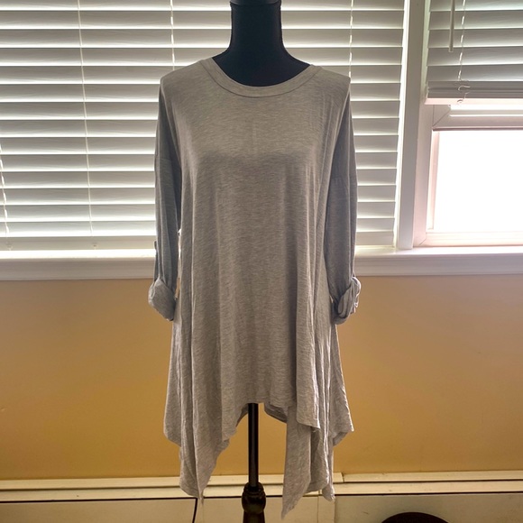 She + Sky Tops - She + Sky Off Shoulder Gray Oversized Tunic